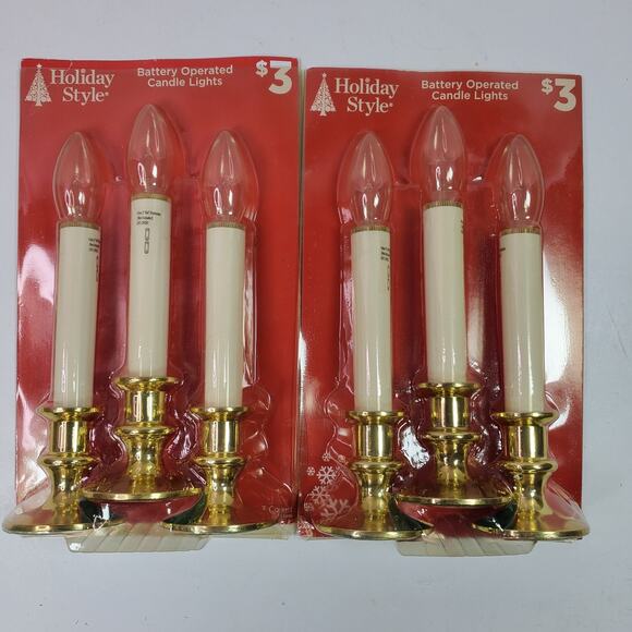 Vintage NOS Holiday Style Candle Lights Battery Operated 8.5 In Tall TOTAL of 6 - Picture 1 of 3